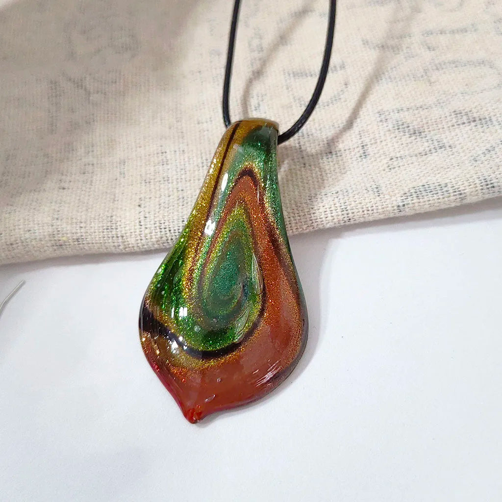 Fashion 3set   Glass Floral Leaf Shape Pendant Necklace Earrings Jewelry Set Handmade Personalized Jewelry for Women