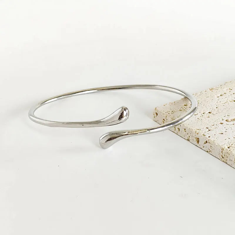 Stainless Steel Water Drop Shape Upper Arm Bracelet for Women Trendy Geometric Adjustable Bangles Vintage Simple Jewelry Gifts