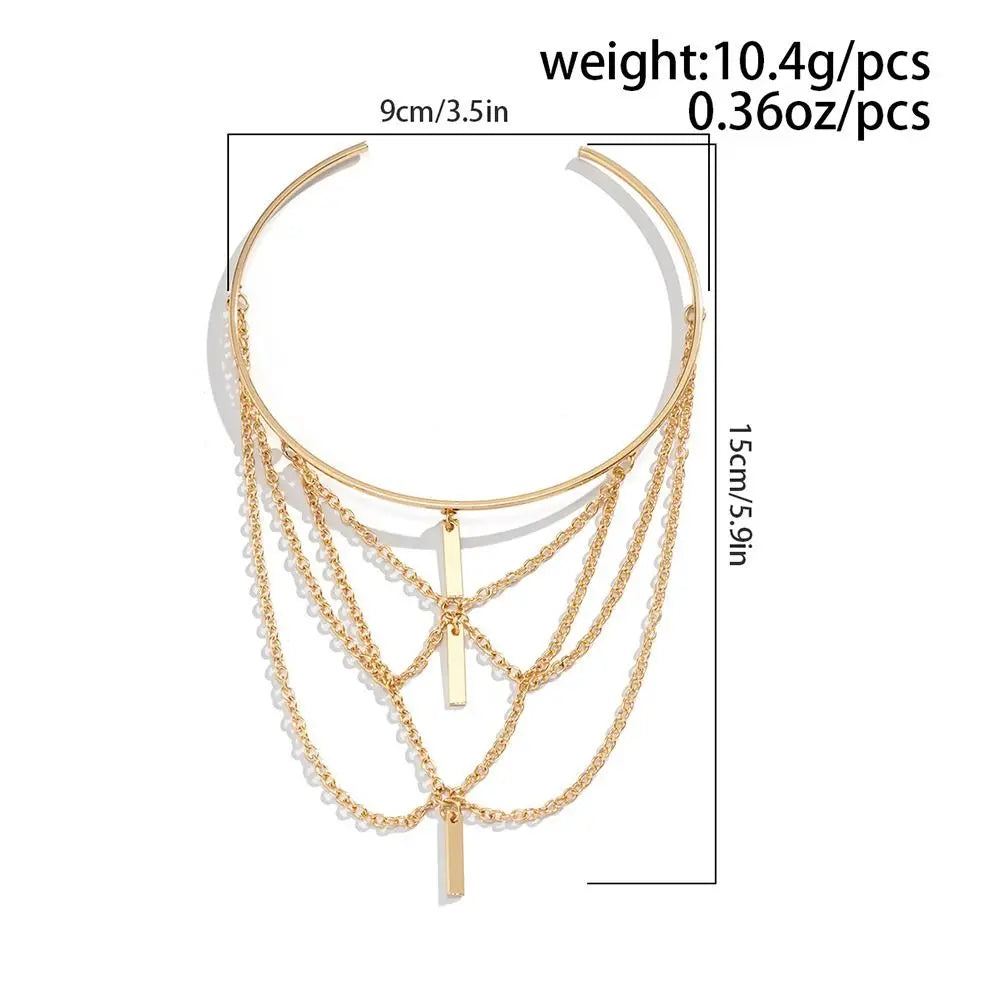 Bohemian Tassel Pendants Charm Upper Bracelet Arm Chain Metal Hollow Out Geometric Pattern Retro Arm Cuff Bangle Body Bracelets