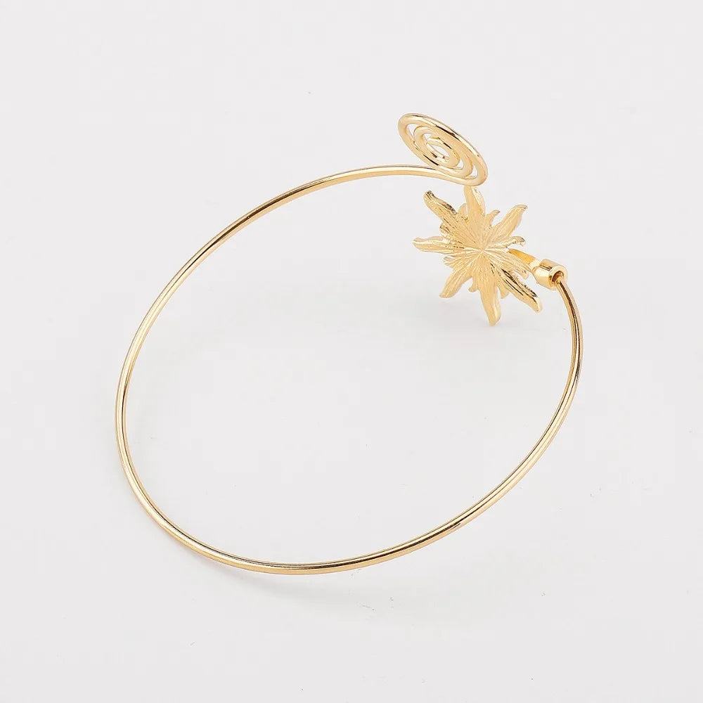 Simple Alloy Arm Cuff Turquoise Twist Line Cuff Bangle for Women Arm Chain Sun Wide Open Arm Cuff Jewelry