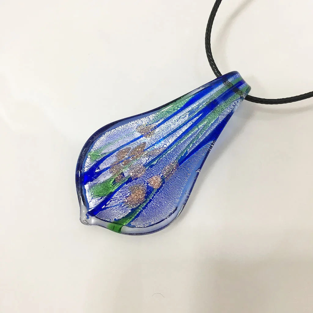 Fashion 3set   Glass Floral Leaf Shape Pendant Necklace Earrings Jewelry Set Handmade Personalized Jewelry for Women