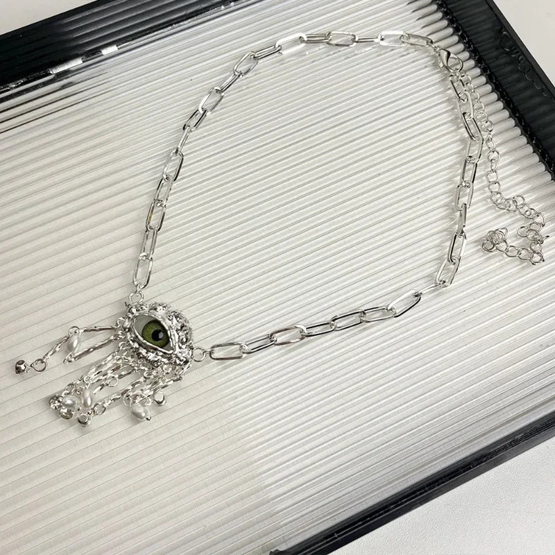 Fashion Jewelry Luxury Temperament Eye With Tassel Pendant Necklace For Women Party Gift Delicate Design Accessories Hot Selling