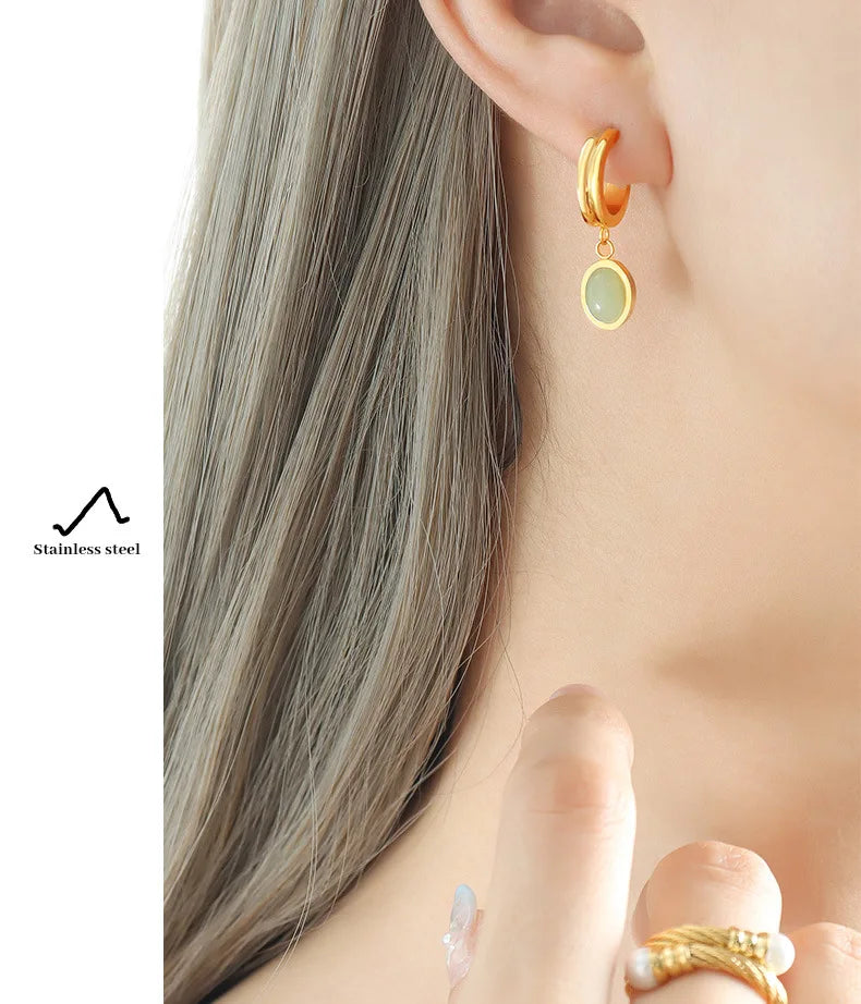 Fashion Necklaces Earring For Woman Set Elegant Green Stone Pendant Poland Wedding Jewelry High Quality Fine Gift Wholesale