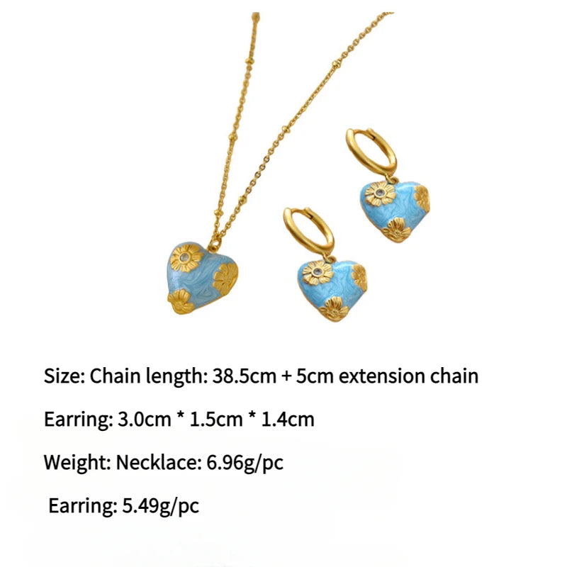 Fashion Jewelry Luxury Temperament Heart Pendant Necklace Earrings For Women Female Gifts Delicate Design Accessories Hot Sale