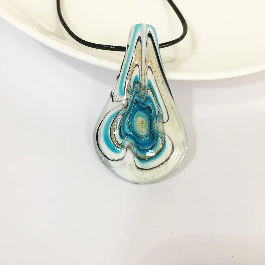 Fashion 3set   Glass Floral Leaf Shape Pendant Necklace Earrings Jewelry Set Handmade Personalized Jewelry for Women