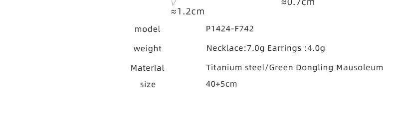 Fashion Necklaces Earring For Woman Set Elegant Green Stone Pendant Poland Wedding Jewelry High Quality Fine Gift Wholesale