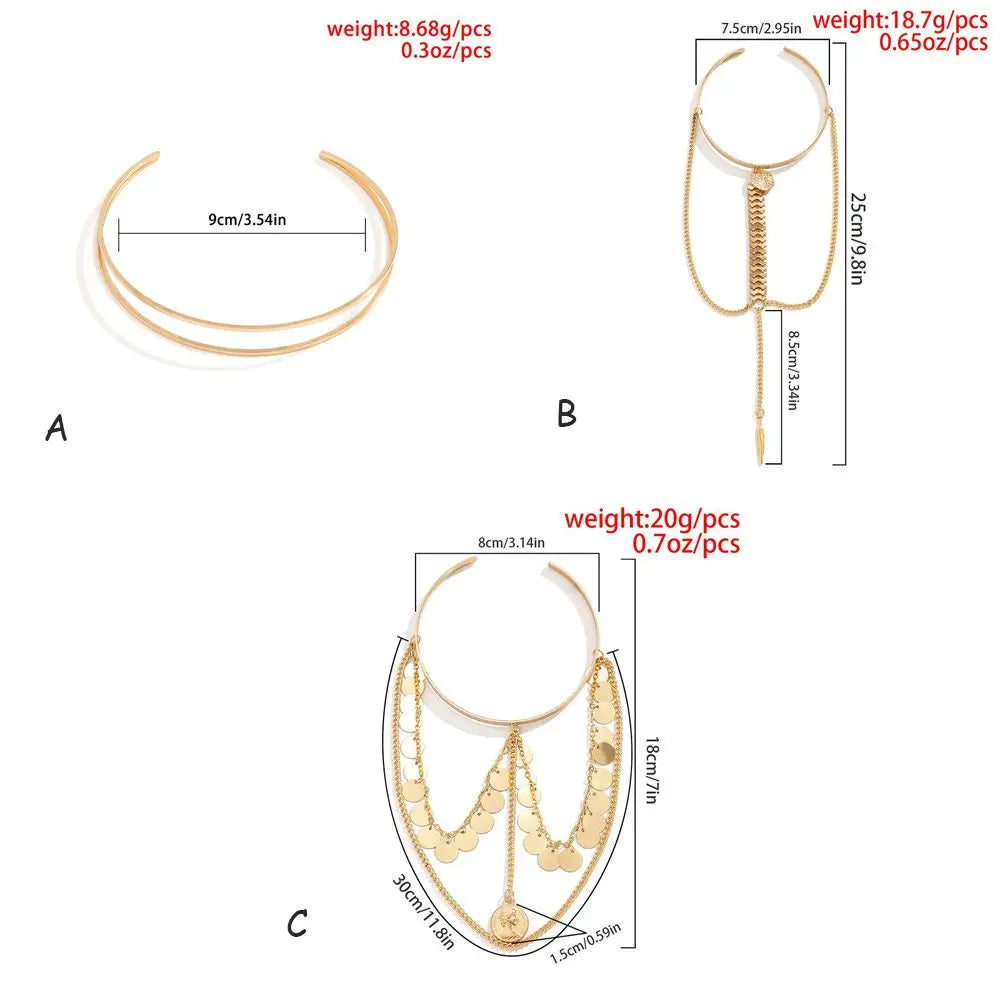 Bohemian Tassel Pendants Charm Upper Bracelet Arm Chain Metal Hollow Out Geometric Pattern Retro Arm Cuff Bangle Body Bracelets