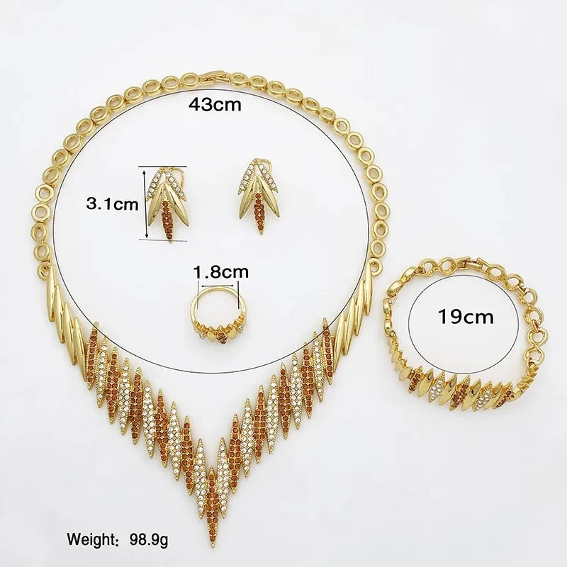 Fashion Jewelry Sets Gold Color Necklace And Earrings For Women 4 Pieces Jewelry Set