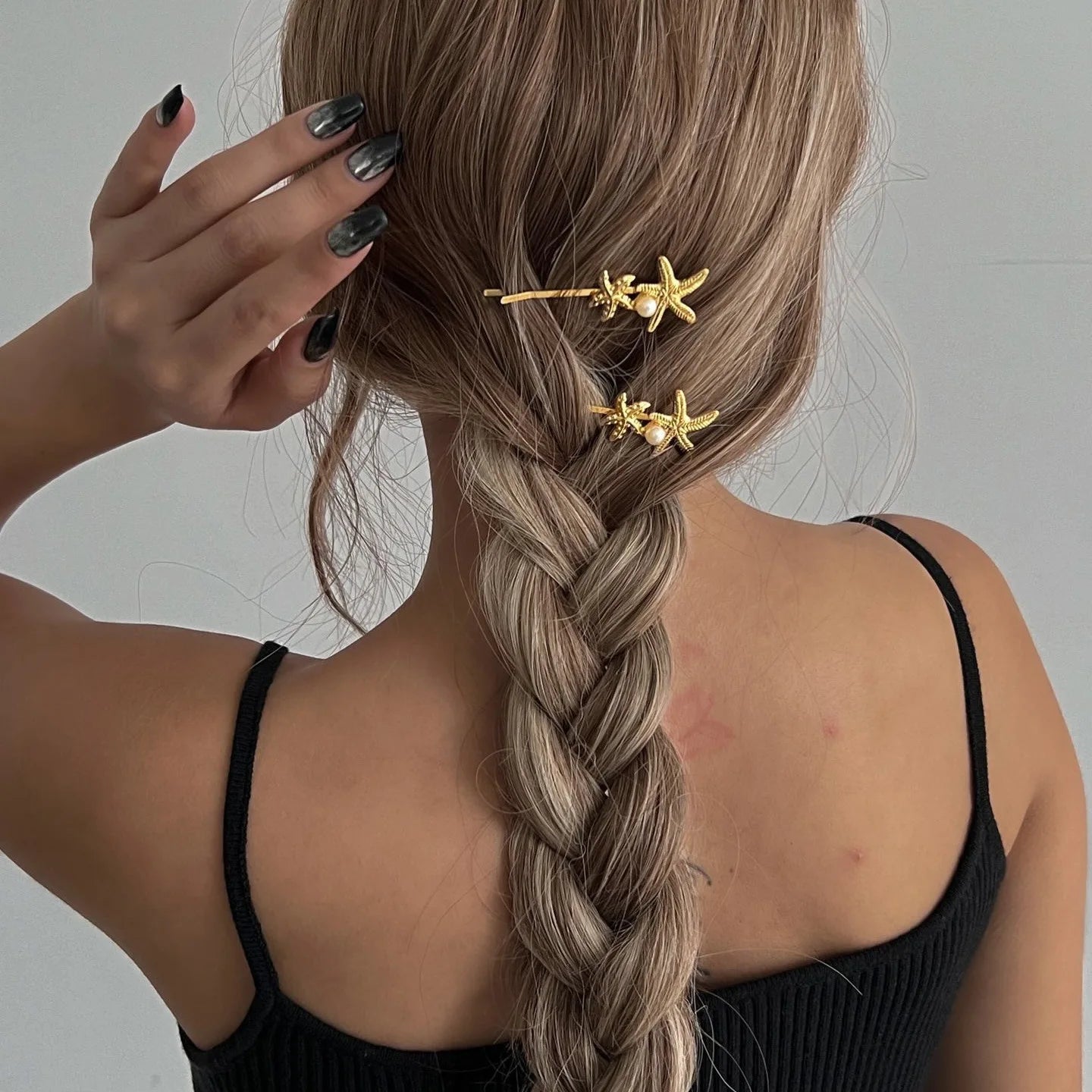 Simple Metal Starfish Hair Clip for Women Girls Gold Color Star Flower Hairpin Fashion Temperament Hair Fork Beach Accessories