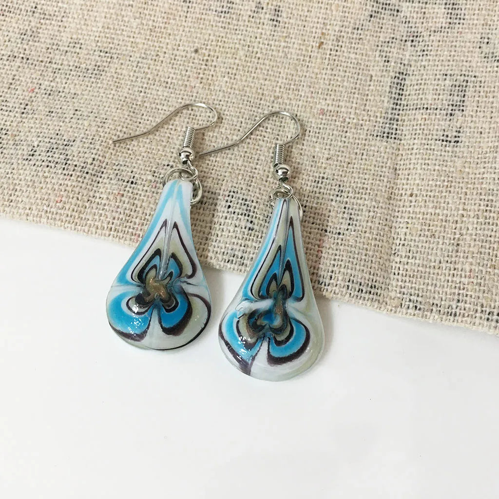 Fashion 3set   Glass Floral Leaf Shape Pendant Necklace Earrings Jewelry Set Handmade Personalized Jewelry for Women