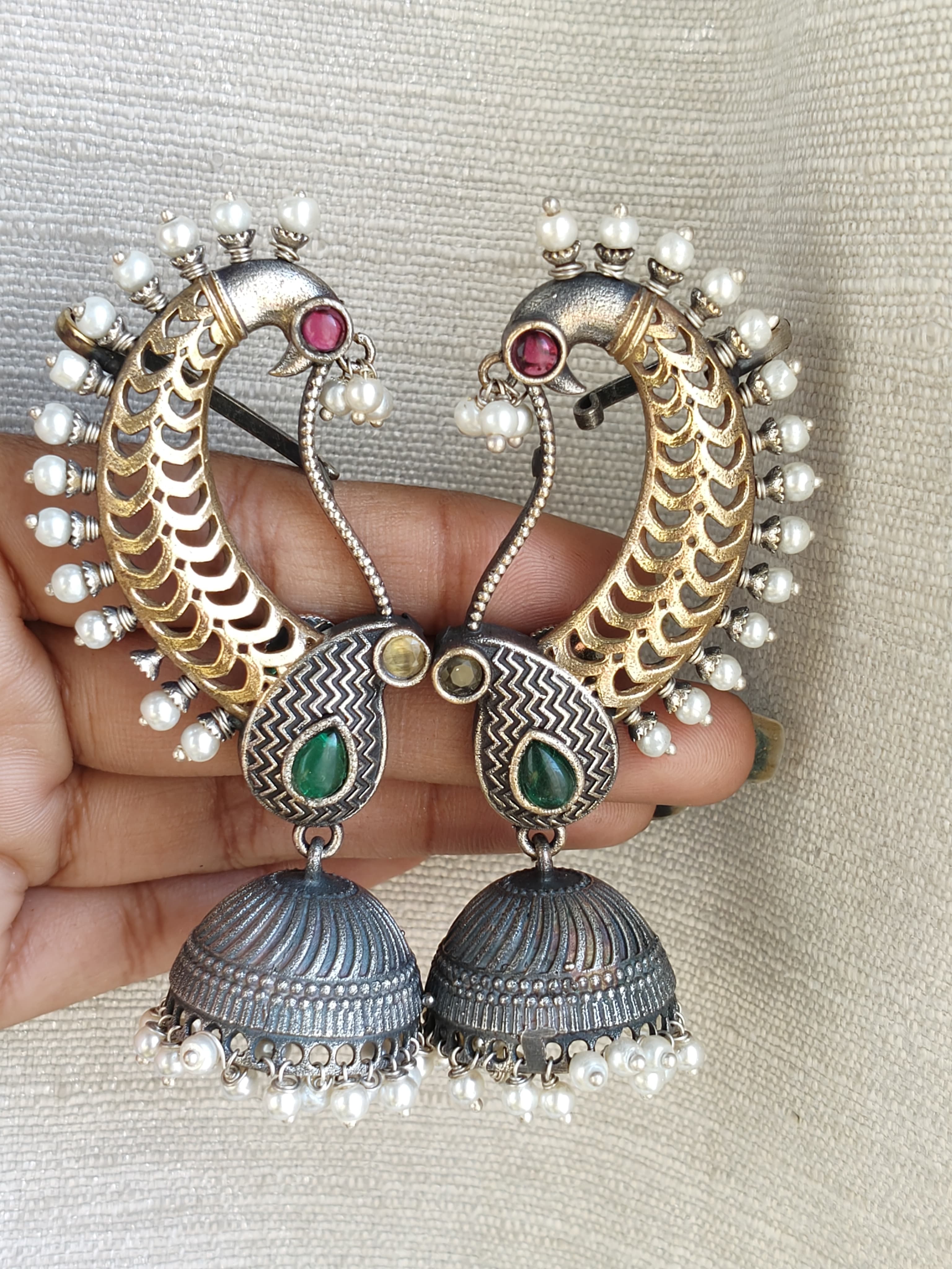 BEAUTIFUL DUAL TONE MOST WANTED MAYUR EARCUFF ANTI TARNISHED WATERPROOF QUALITY