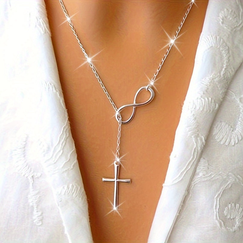 Simple Lucky 8 Cross Short Necklace Jewelry