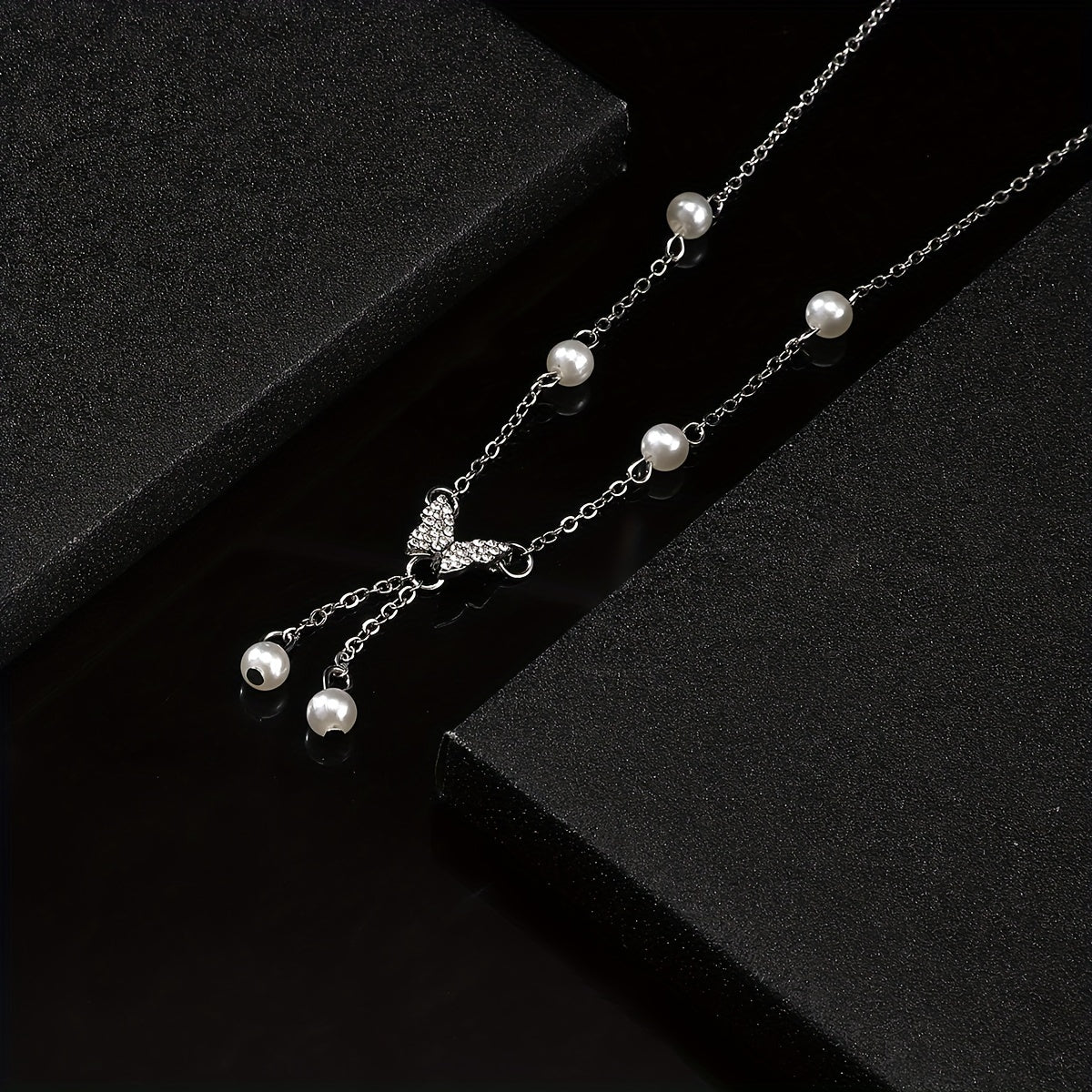 Women's Faux Pearl Butterfly Necklace, Creative Necklace, Jewelry For Party Wedding Banquet