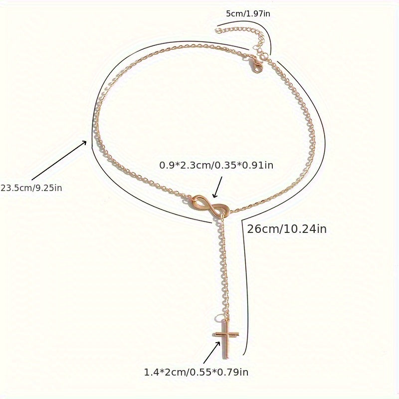 Simple Lucky 8 Cross Short Necklace Jewelry