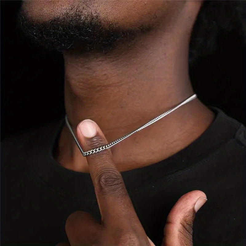 Men's Fashion Necklace Simple Titanium Steel Non-fading Diy Single Chain Accessories 3mm Stainless Steel Non-fading Single Chain Accessories, father's day gift