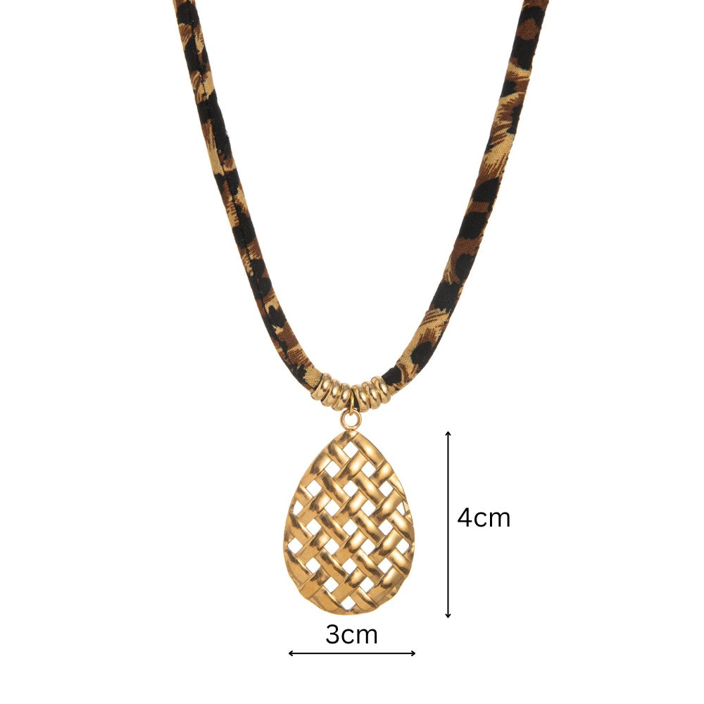 European And American Style Women's Jewelry Niche Geometric Pendant Design Leopard Print Rope Necklace