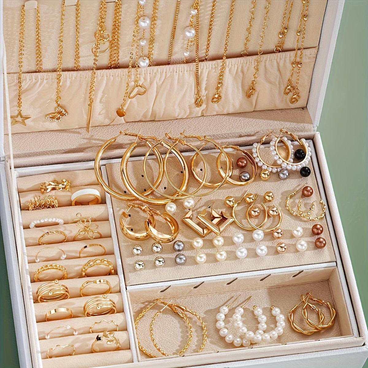 86pcs Fashionable Elegant Necklace, Earrings, Rings, and Studs Jewelry Set for Women & s - Versatile Casual Attire or Holiday Gift, No Box Included